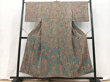 平和屋着物■訪問着　切嵌更紗花文　正絹　逸品　BAAY9208yc