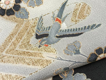 平和屋着物●訪問着　花鳥文　鬼しぼ縮緬　正絹　逸品　BAAY9214yc