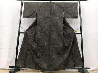 平和屋着物■本場大島紬　エ霞風景文　正絹　逸品　未使用　BAAY9215yc
