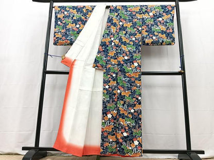 平和屋着物■上質な小紋　花唐草文　正絹　逸品　BAAY9219yc
