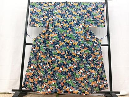 平和屋着物■上質な小紋　花唐草文　正絹　逸品　BAAY9219yc