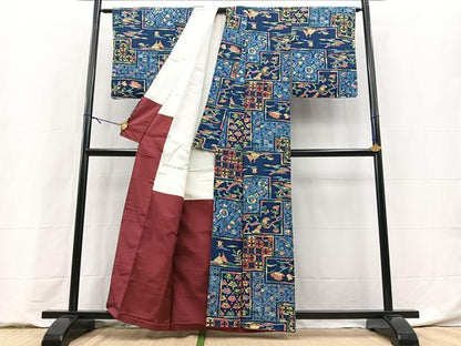 平和屋着物■上質な小紋　吉祥花鳥文　正絹　逸品　BAAY9220yc