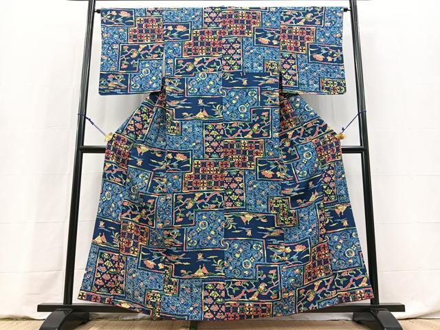 平和屋着物■上質な小紋　吉祥花鳥文　正絹　逸品　BAAY9220yc