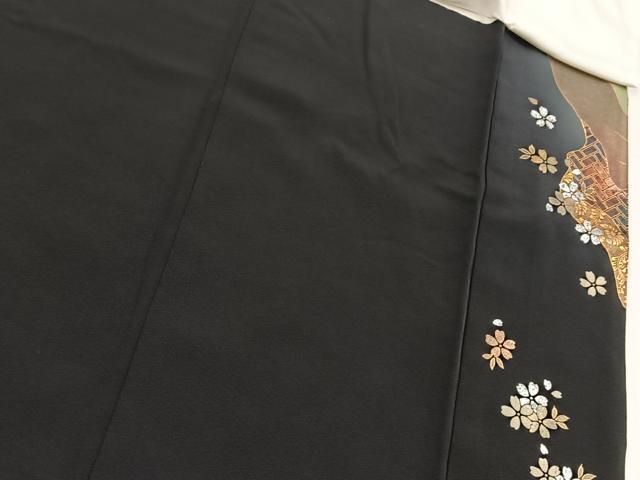 平和屋着物■豪華黒留袖　作家物　御所車流水花文　暈し染め　金銀彩　正絹　逸品　BAAY9221yc