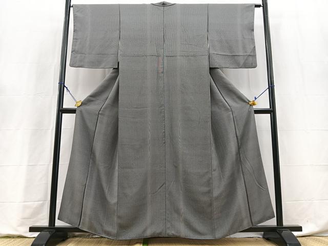 平和屋着物●江戸小紋　万筋　黒色×桔梗鼠色　そめの近江謹製　正絹　逸品　BAAY9225yc