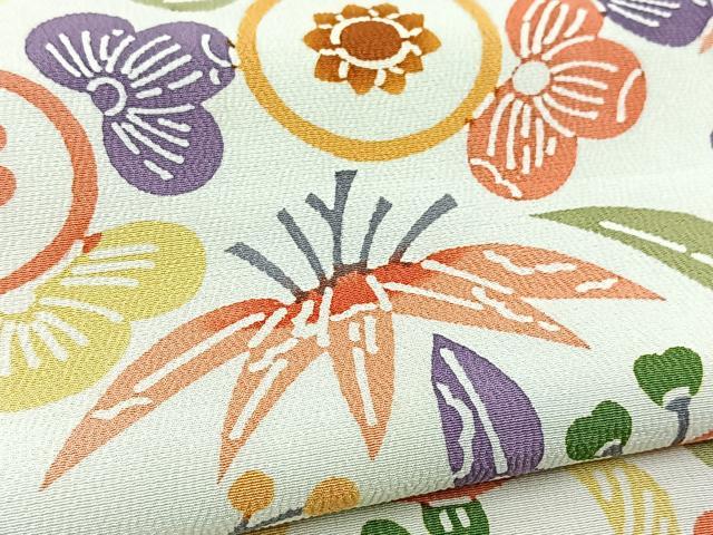 平和屋着物●上質な小紋　型染め　草花文　正絹　逸品　BAAY9227yc