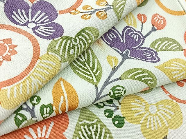 平和屋着物●上質な小紋　型染め　草花文　正絹　逸品　BAAY9227yc