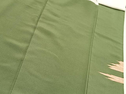 平和屋着物■豪華色留袖　刺繍　飛鶴風景文　金彩　銀糸　正絹　逸品　BAAY9231yc