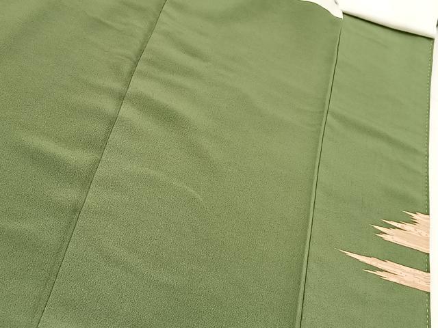 平和屋着物■豪華色留袖　刺繍　飛鶴風景文　金彩　銀糸　正絹　逸品　BAAY9231yc