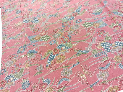 平和屋着物■上質な小紋　花鳥文　正絹　逸品　BAAY9233yc