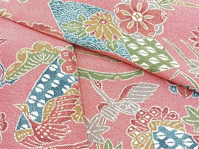 平和屋着物■上質な小紋　花鳥文　正絹　逸品　BAAY9233yc