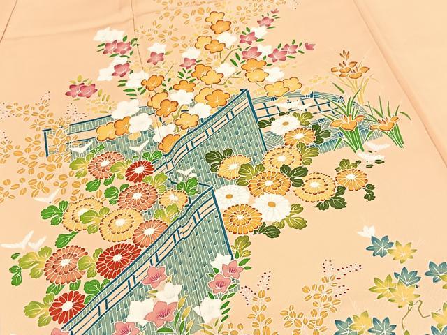 平和屋着物■訪問着　籬花文　正絹　逸品　BAAY9234yc