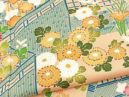 平和屋着物■訪問着　籬花文　正絹　逸品　BAAY9234yc