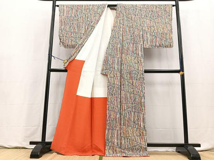 平和屋着物■上質な小紋　切嵌木立文　正絹　逸品　BAAY9237yc