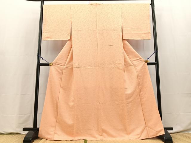 平和屋着物●上質な色無地　草花地紋　洒落柿色　正絹　逸品　未使用　BAAY9238yc
