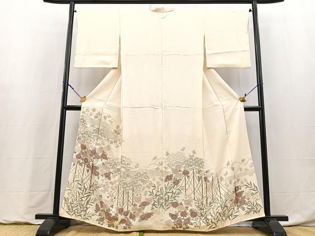 平和屋着物■色留訪問着　風景花文　金彩　正絹　逸品　BAAY9239yc