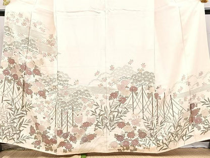 平和屋着物■色留訪問着　風景花文　金彩　正絹　逸品　BAAY9239yc