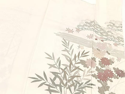 平和屋着物■色留訪問着　風景花文　金彩　正絹　逸品　BAAY9239yc