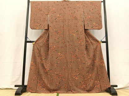平和屋着物■上質な小紋　御所解花文　正絹　逸品　BAAY9240yc