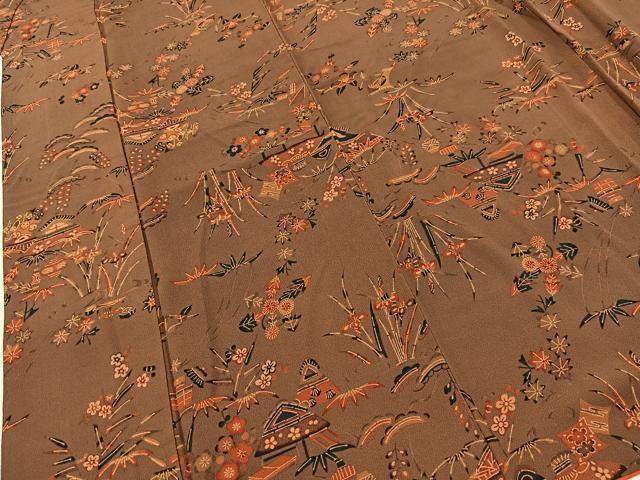 平和屋着物■上質な小紋　御所解花文　正絹　逸品　BAAY9240yc
