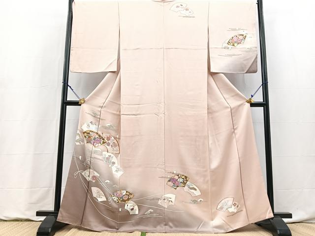 平和屋着物●訪問着　駒刺繍　地紙花文　暈し染め　金彩　正絹　逸品　BAAY9241yc