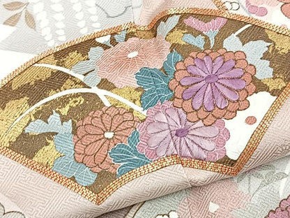 平和屋着物●訪問着　駒刺繍　地紙花文　暈し染め　金彩　正絹　逸品　BAAY9241yc