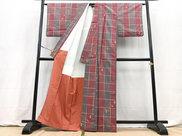 平和屋着物■上質な紬　舞蝶文　正絹　逸品　BAAY9243yc