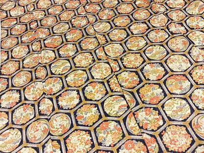 平和屋着物■上質な小紋　亀甲草花文　金彩　正絹　逸品　BAAY9247yc
