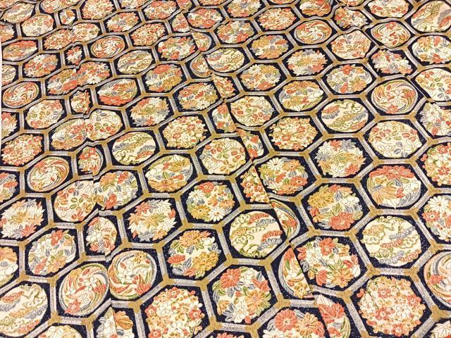 平和屋着物■上質な小紋　亀甲草花文　金彩　正絹　逸品　BAAY9247yc