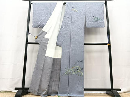 平和屋着物●訪問着　片輪車花文　金彩　鈴乃屋扱い　正絹　逸品　未使用　BAAY9249yc