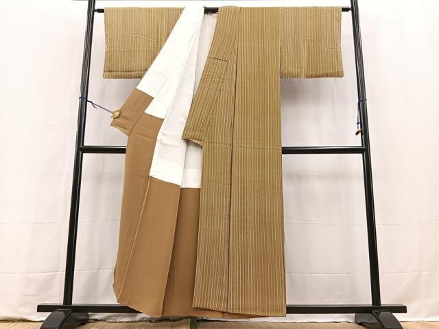 平和屋着物■上質な小紋　縞　正絹　逸品　BAAY9255yc