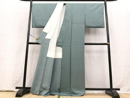 平和屋着物■上質な色無地　氷割れ地紋　湊鼠色　正絹　逸品　BAAY9260yc