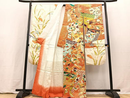 平和屋着物■豪華振袖　駒刺繍　几帳花文　金彩　正絹　逸品　BAAY9261yc