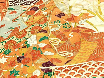 平和屋着物■豪華振袖　駒刺繍　几帳花文　金彩　正絹　逸品　BAAY9261yc