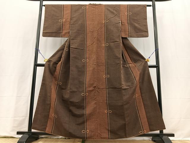 平和屋着物■上質な紬　間道　正絹　逸品　BAAY9263yc