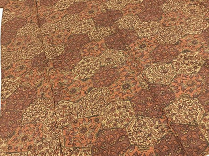 平和屋着物■上質な小紋　紬地　亀甲更紗花文　正絹　逸品　BAAY9275yc