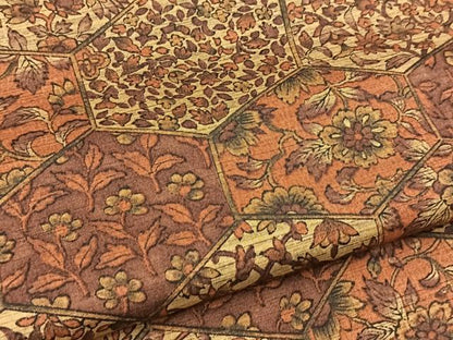 平和屋着物■上質な小紋　紬地　亀甲更紗花文　正絹　逸品　BAAY9275yc