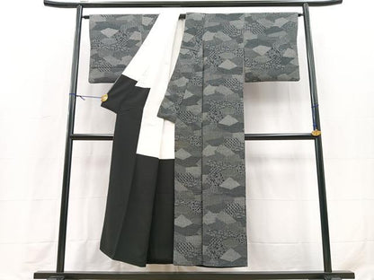 平和屋着物■江戸小紋　寄せ小紋柄　黒地　正絹　逸品　BAAY9281yc