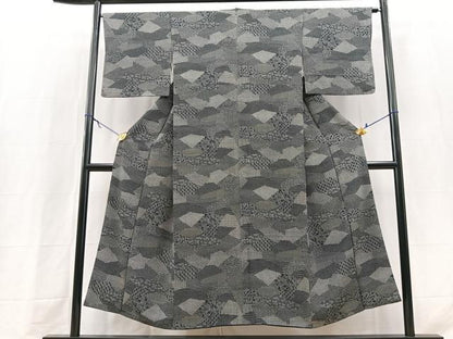 平和屋着物■江戸小紋　寄せ小紋柄　黒地　正絹　逸品　BAAY9281yc