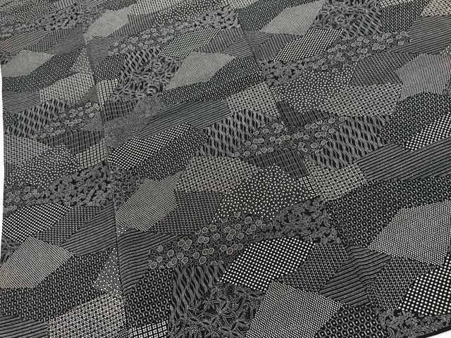 平和屋着物■江戸小紋　寄せ小紋柄　黒地　正絹　逸品　BAAY9281yc