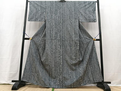 平和屋着物■本場縞大島紬　杢目文様　正絹　逸品　BAAY9282yc