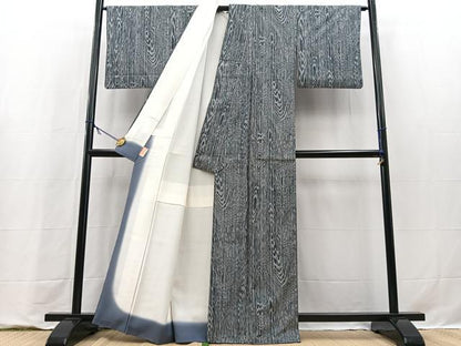 平和屋着物■本場縞大島紬　杢目文様　正絹　逸品　BAAY9282yc