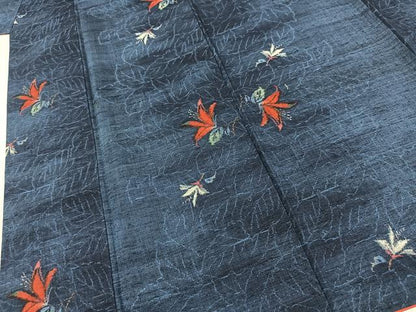 平和屋着物■上質な紬　草花文　正絹　逸品　BAAY9293yc