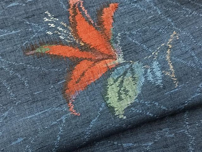 平和屋着物■上質な紬　草花文　正絹　逸品　BAAY9293yc