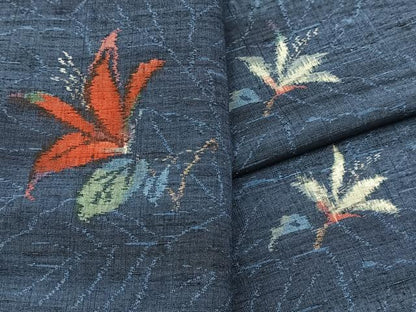 平和屋着物■上質な紬　草花文　正絹　逸品　BAAY9293yc