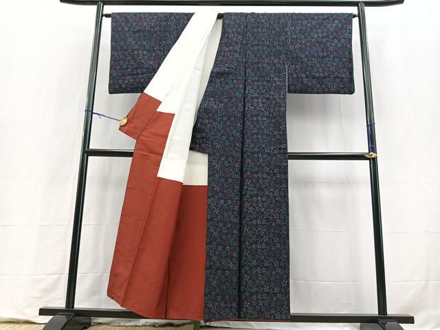 平和屋着物■上質な紬　花尽くし　正絹　逸品　BAAY9294yc