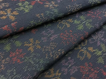 平和屋着物■上質な紬　花尽くし　正絹　逸品　BAAY9294yc