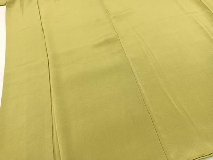 平和屋着物●上質な色無地　抹茶色　正絹　逸品　BAAY9297yc