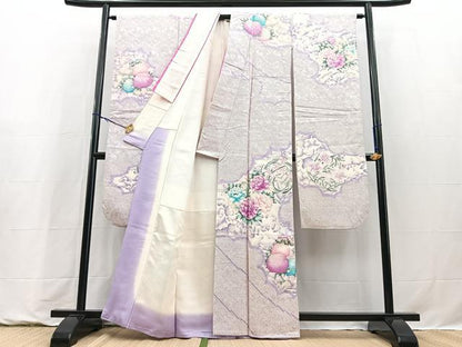 平和屋着物●豪華振袖　総絞り　花丸文　金彩　正絹　逸品　BAAY9301yc