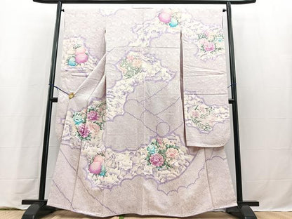 平和屋着物●豪華振袖　総絞り　花丸文　金彩　正絹　逸品　BAAY9301yc